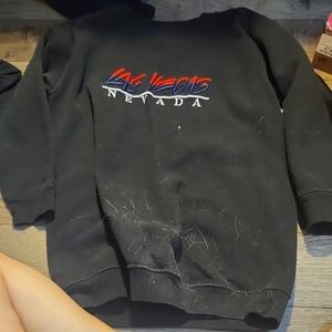 Black Crewneck Sweater with Las Vegas Embroidery